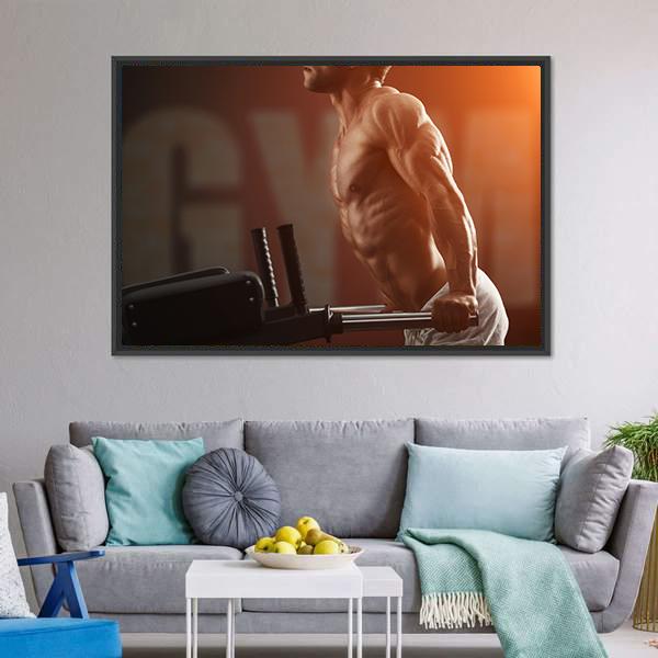 Strong Muscular Bodybuilder Canvas Wall Art-3 Horizontal-Gallery Wrap-25" x 16"-Tiaracle