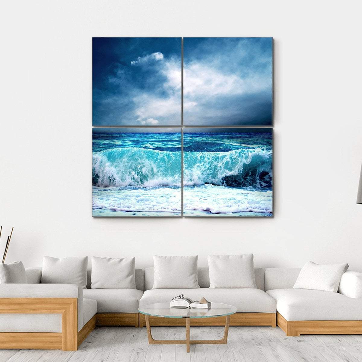 Strong Storm Seascape Canvas Wall Art-4 Square-Gallery Wrap-17" x 17"-Tiaracle