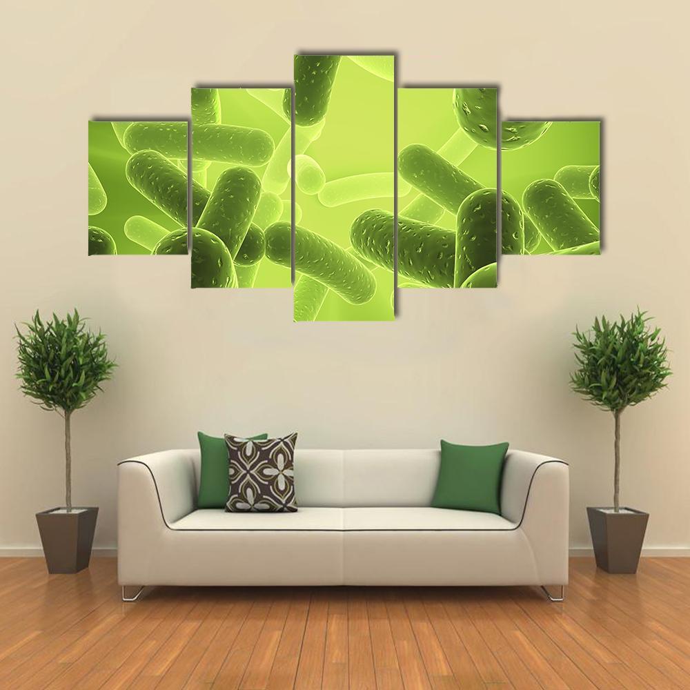 Structure Of Bacteria Canvas Wall Art-5 Star-Gallery Wrap-62" x 32"-Tiaracle
