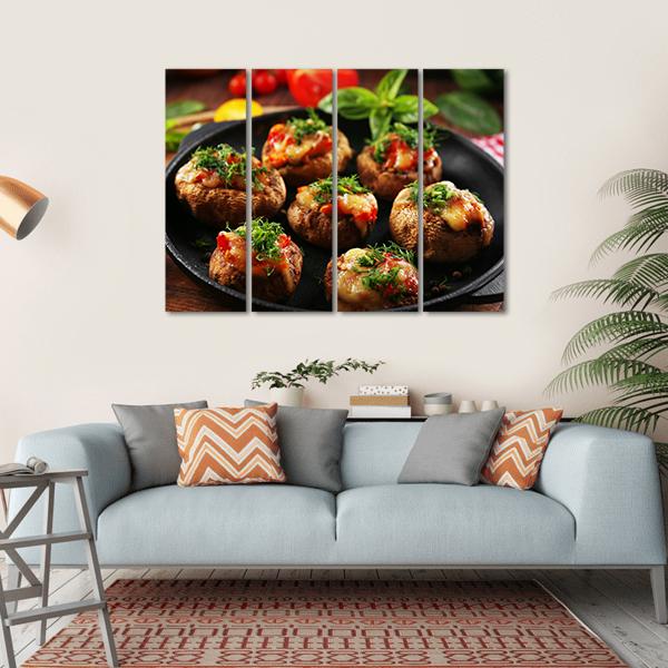 Stuffed Mushrooms And Vegetables Canvas Wall Art-4 Horizontal-Gallery Wrap-34" x 24"-Tiaracle