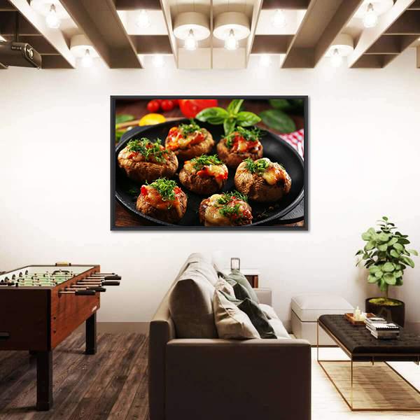 Stuffed Mushrooms And Vegetables Canvas Wall Art-3 Horizontal-Gallery Wrap-25" x 16"-Tiaracle