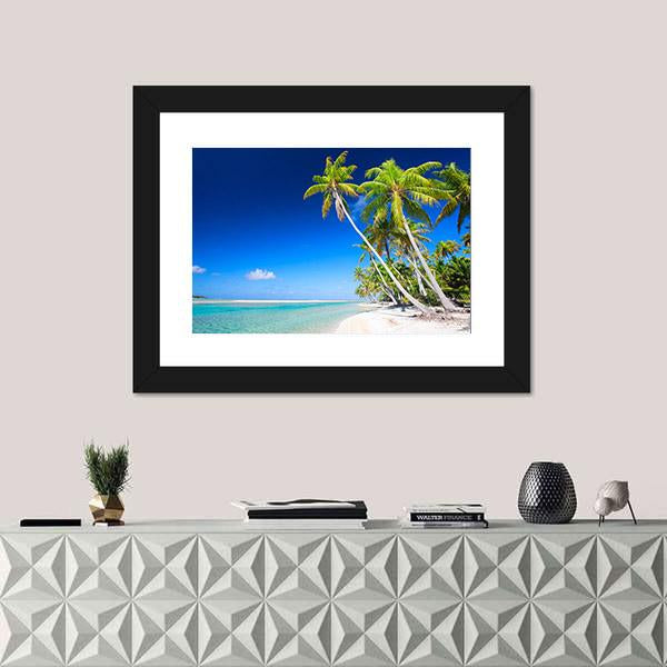 Stunning Beach In French Polynesia Canvas Wall Art-1 Piece-Framed Print-20" x 16"-Tiaracle