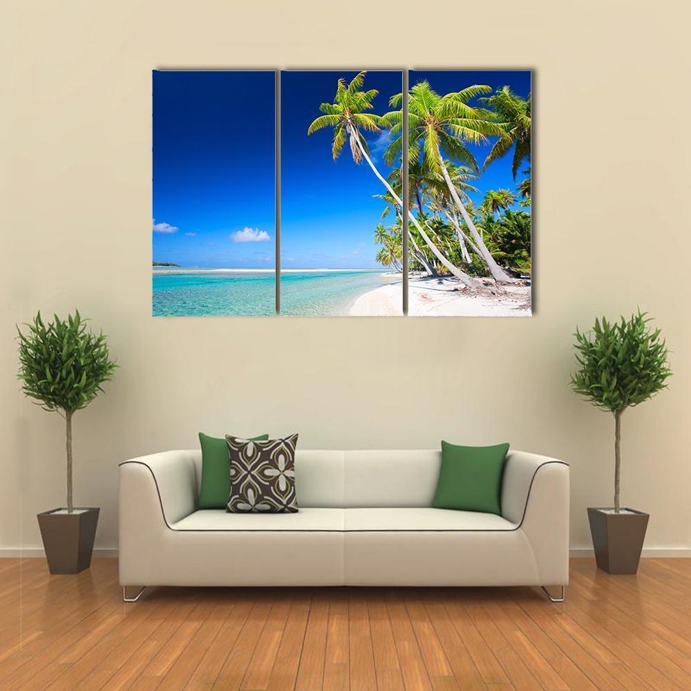 Stunning Beach In French Polynesia Canvas Wall Art-3 Horizontal-Gallery Wrap-37" x 24"-Tiaracle