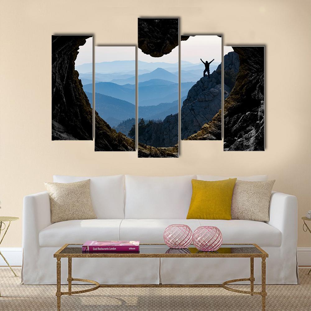 Successful Climb Happiness Canvas Wall Art-5 Pop-Gallery Wrap-47" x 32"-Tiaracle