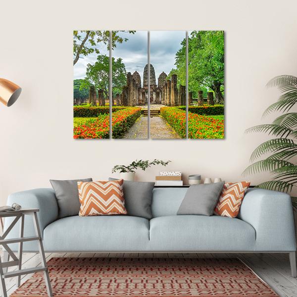 Sukhothai Historical Park Canvas Wall Art-4 Horizontal-Gallery Wrap-34" x 24"-Tiaracle