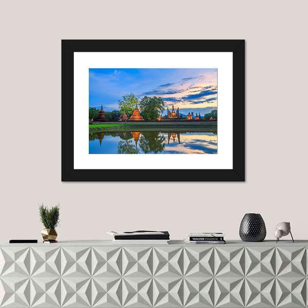 Sukhothai Historical Park In Thailand Canvas Wall Art-1 Piece-Framed Print-20" x 16"-Tiaracle