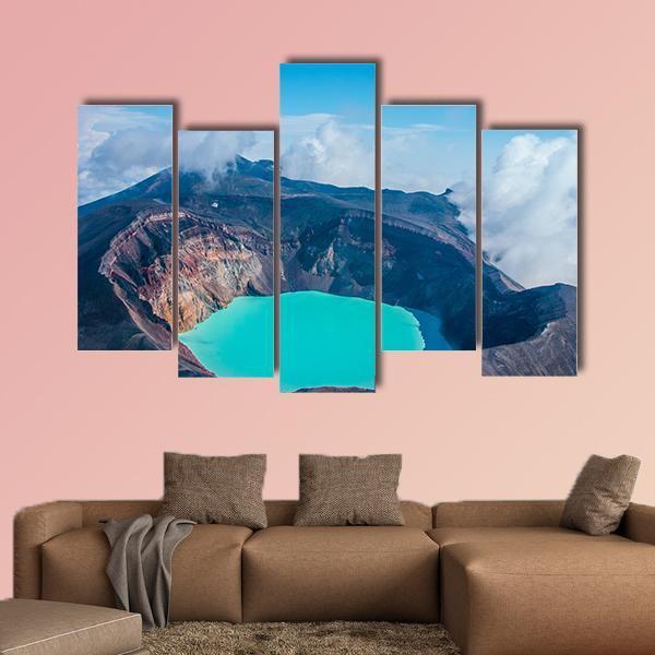 Sulfur Lake In Volcano's Carter In Russia Canvas Wall Art-5 Pop-Gallery Wrap-47" x 32"-Tiaracle
