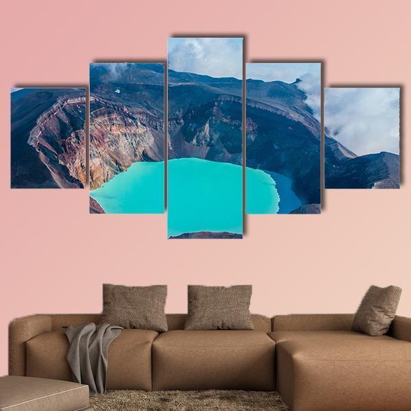 Sulfur Lake In Volcano's Carter In Russia Canvas Wall Art-5 Star-Gallery Wrap-62" x 32"-Tiaracle
