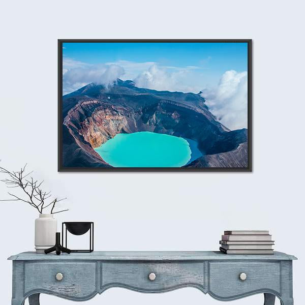 Sulfur Lake In Volcano's Carter In Russia Canvas Wall Art-1 Piece-Floating Frame-24" x 16"-Tiaracle