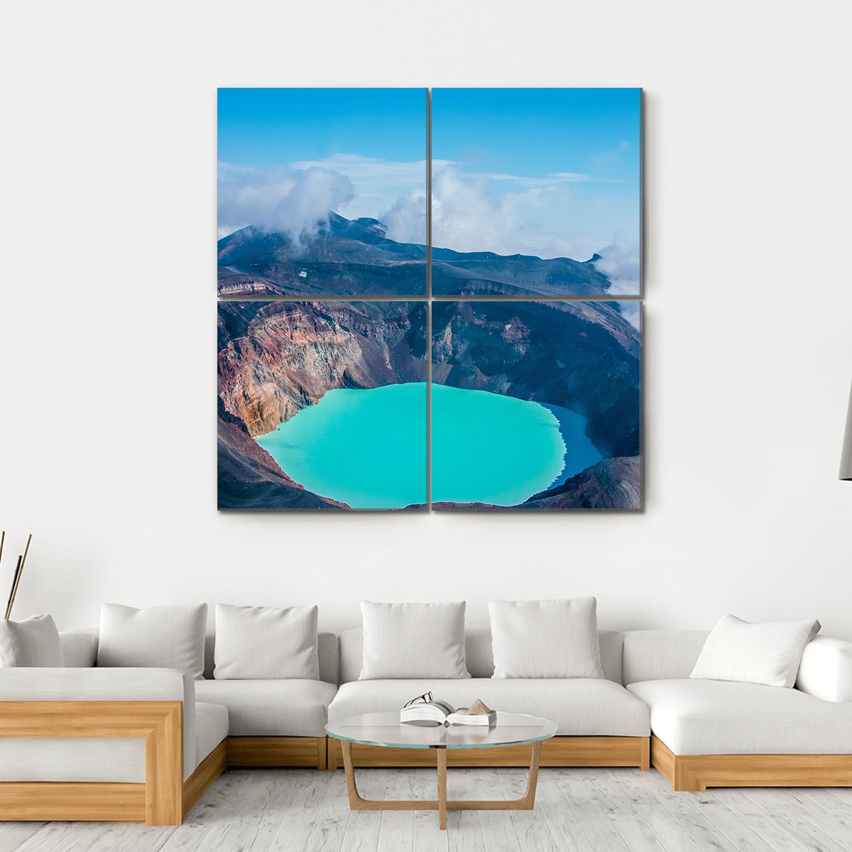 Sulfur Lake In Volcano's Carter In Russia Canvas Wall Art-4 Square-Gallery Wrap-17" x 17"-Tiaracle