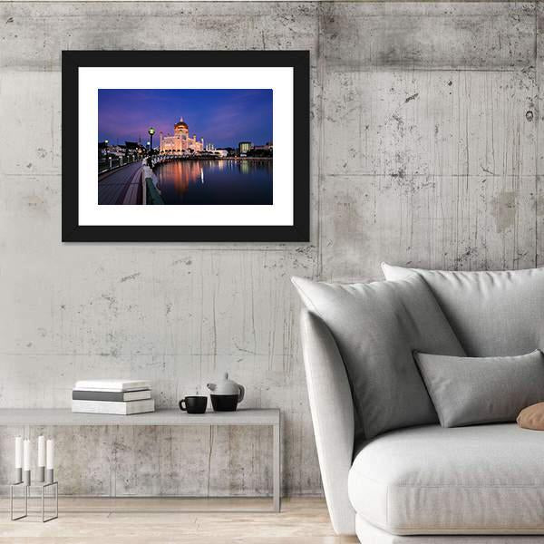 Sultan Omar Ali Saifuddien Mosque Canvas Wall Art-3 Horizontal-Gallery Wrap-25" x 16"-Tiaracle