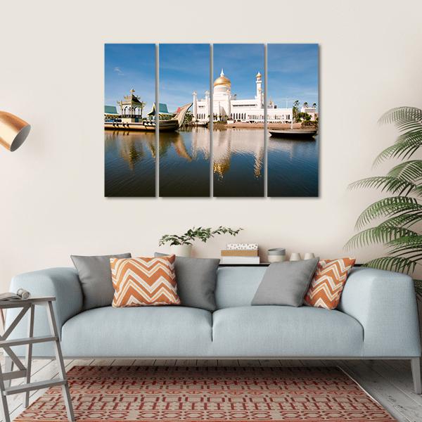 Sultan Omar Ali Saifuddin Mosque Brunei Canvas Wall Art-4 Horizontal-Gallery Wrap-34" x 24"-Tiaracle