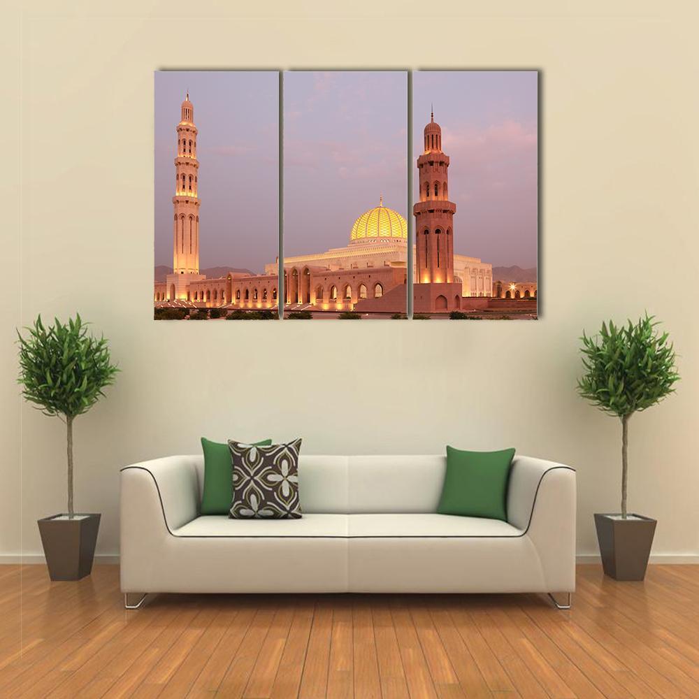 Sultan Qaboos Grand Mosque Canvas Wall Art-3 Horizontal-Gallery Wrap-37" x 24"-Tiaracle