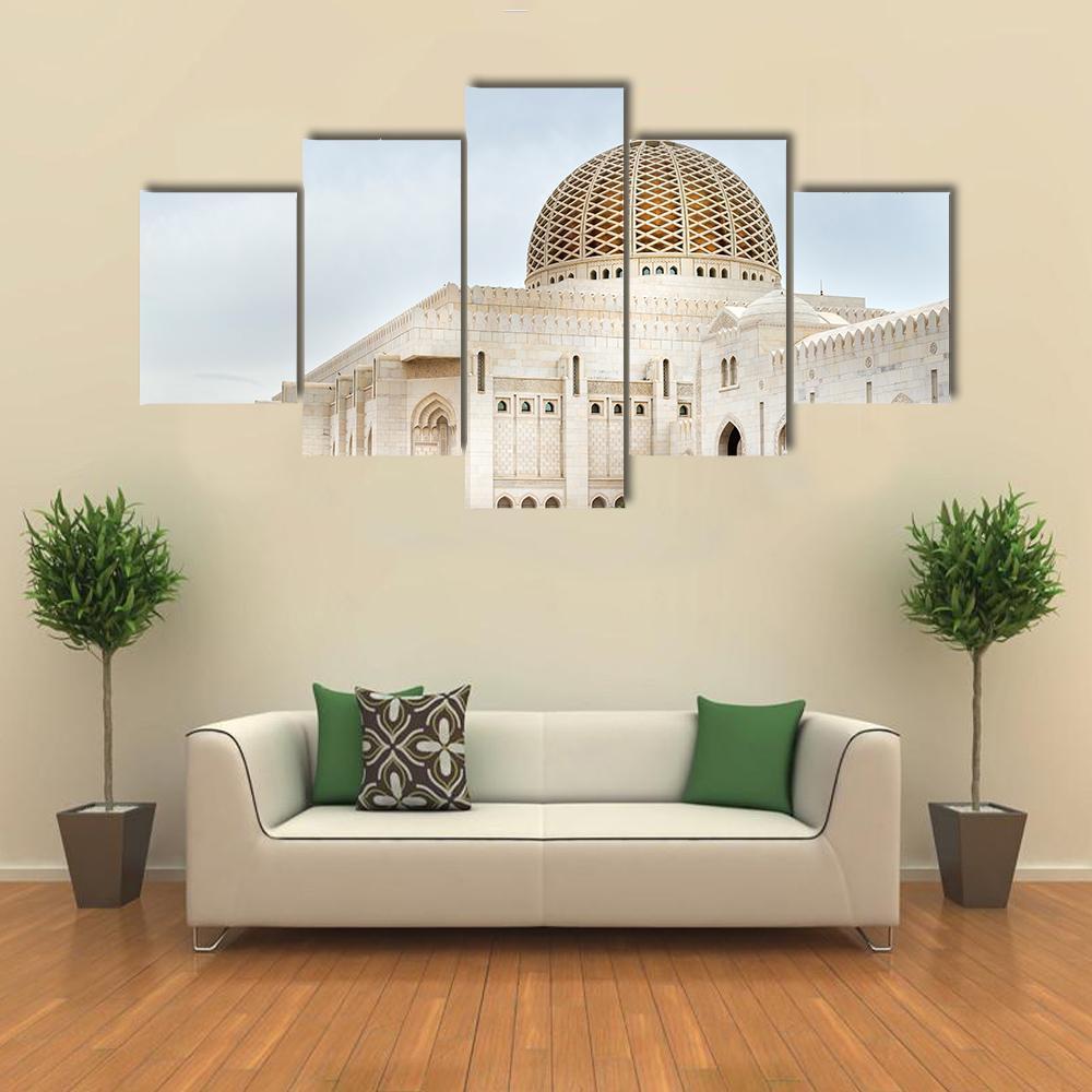 Sultan Qaboos Mosque Canvas Wall Art-5 Star-Gallery Wrap-62" x 32"-Tiaracle