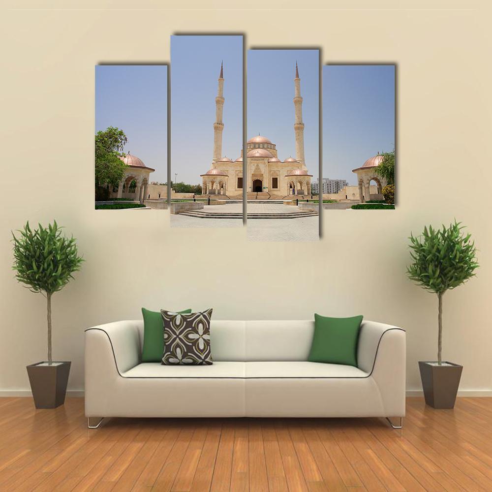 Sultan Taymoor Grand Mosque Canvas Wall Art-4 Pop-Gallery Wrap-50" x 32"-Tiaracle