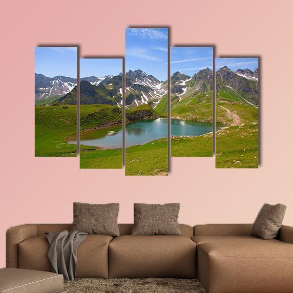 Summer Alpine Landscape Canvas Wall Art-5 Pop-Gallery Wrap-47" x 32"-Tiaracle