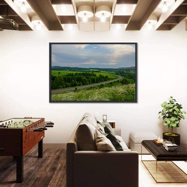 Summer Crimson Sunset Canvas Wall Art-3 Horizontal-Gallery Wrap-25" x 16"-Tiaracle