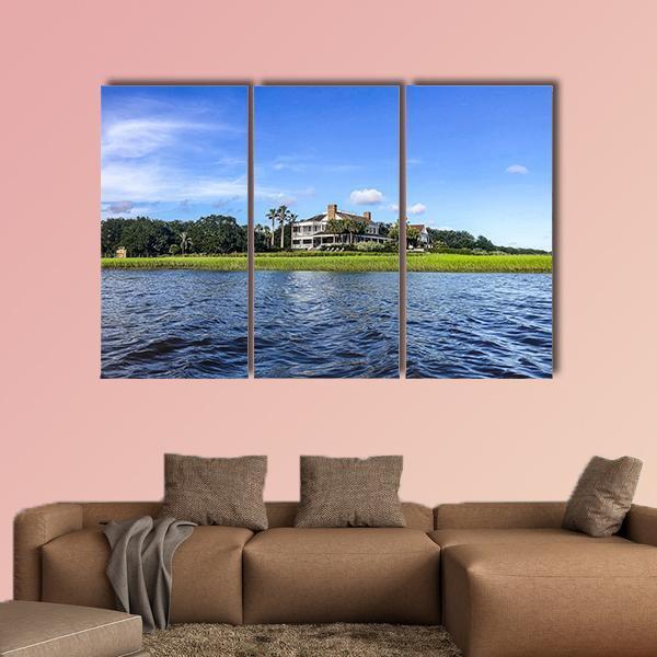 Summer Day On Shem's Creek Canvas Wall Art-3 Horizontal-Gallery Wrap-25" x 16"-Tiaracle