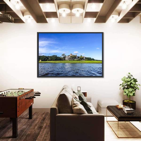 Summer Day On Shem's Creek Canvas Wall Art-3 Horizontal-Gallery Wrap-25" x 16"-Tiaracle