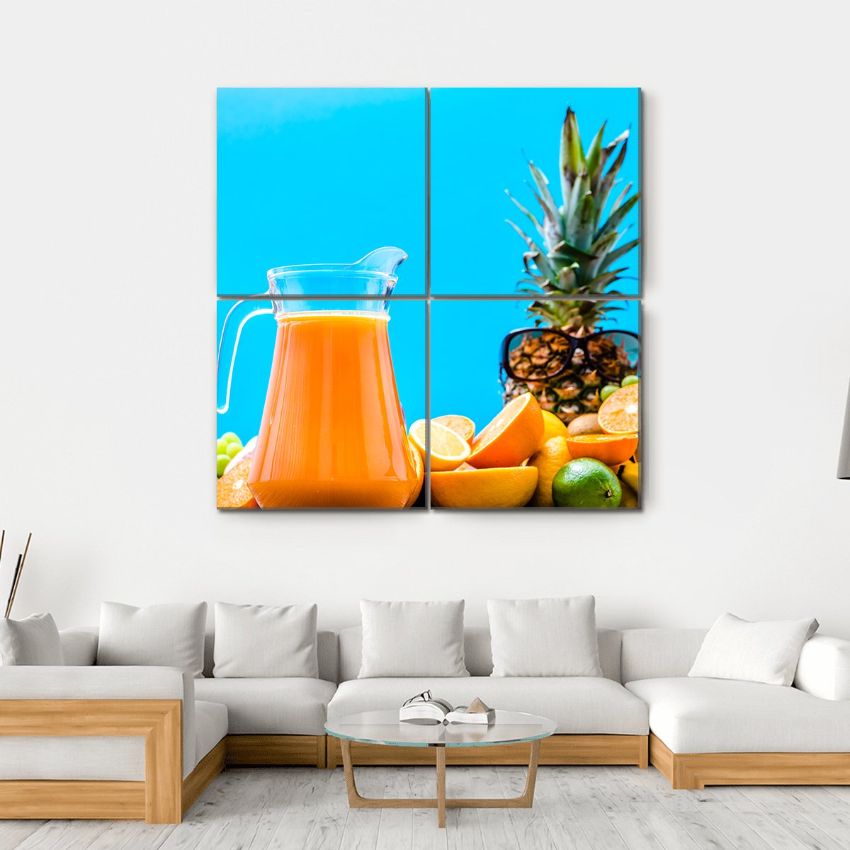 Summer Drink With Orange Fruits Canvas Wall Art-4 Square-Gallery Wrap-17" x 17"-Tiaracle