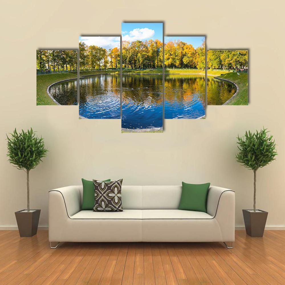 Summer Garden In Russia Canvas Wall Art-5 Star-Gallery Wrap-62" x 32"-Tiaracle