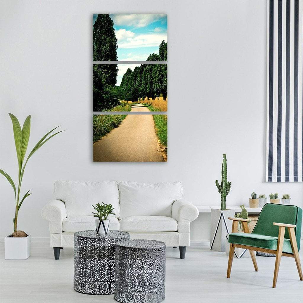 Summer Green Landscape Vertical Canvas Wall Art-3 Vertical-Gallery Wrap-12" x 25"-Tiaracle