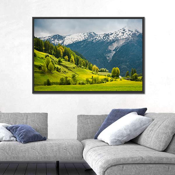 Summer In Alpine Switzerland Panoramic Canvas Wall Art-1 Piece-36" x 12"-Tiaracle