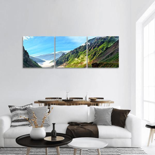 Summer In Mountains Of Kackars Panoramic Canvas Wall Art-3 Piece-25" x 08"-Tiaracle