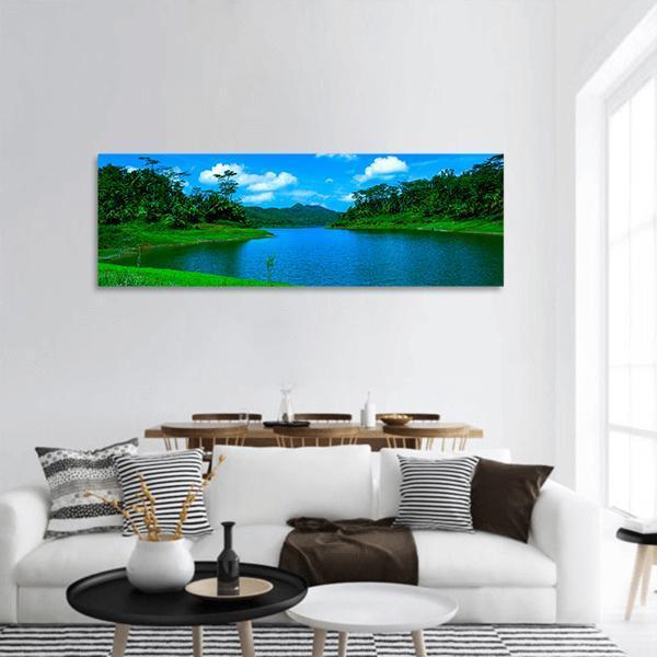 Summer Lake In Indonesia Panoramic Canvas Wall Art-1 Piece-36" x 12"-Tiaracle
