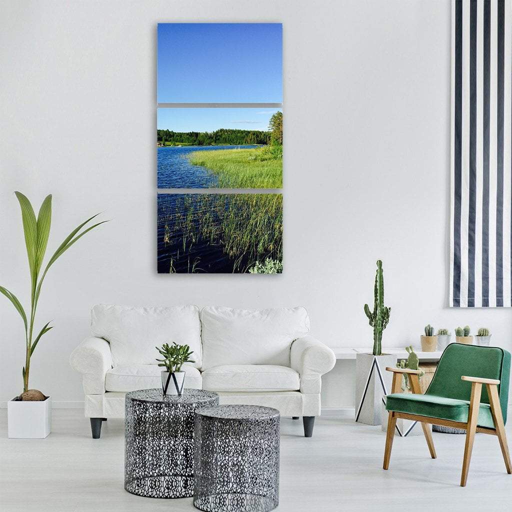 Summer Lake In Sweden Vertical Canvas Wall Art-3 Vertical-Gallery Wrap-12" x 25"-Tiaracle