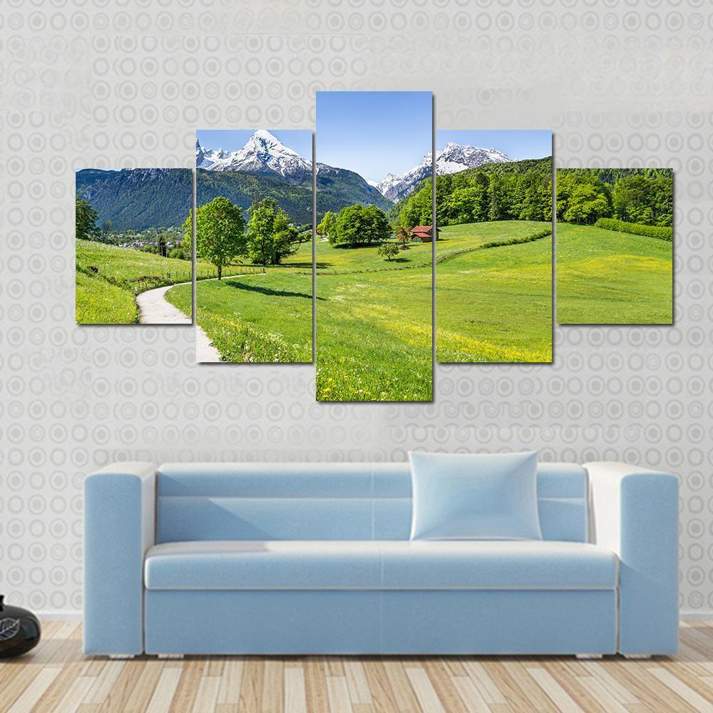 Summer Landscape In The Alps National Park Bavaria Germany Canvas Wall Art-5 Star-Gallery Wrap-62" x 32"-Tiaracle