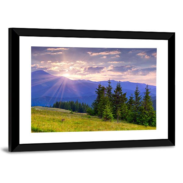 Summer Landscape In The Carpathian Mountains Canvas Wall Art-3 Horizontal-Gallery Wrap-25" x 16"-Tiaracle