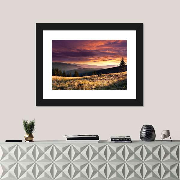 Summer Landscape In The Mountains Canvas Wall Art-1 Piece-Framed Print-20" x 16"-Tiaracle