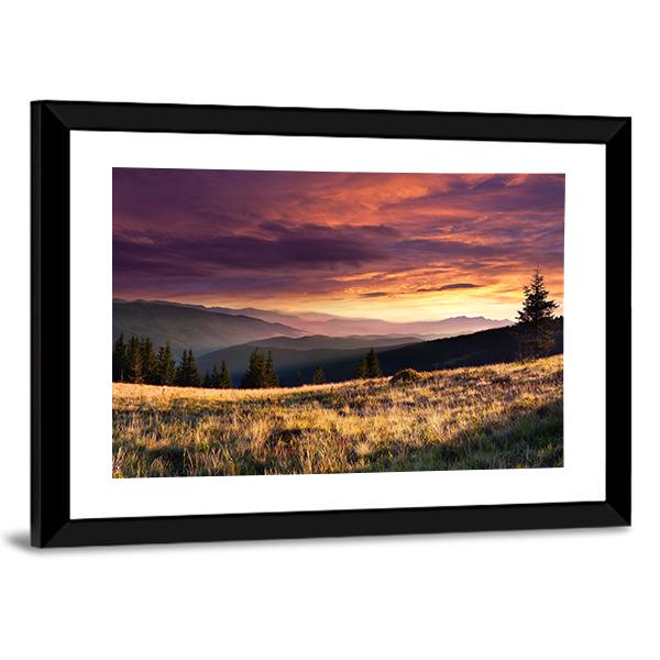 Summer Landscape In The Mountains Canvas Wall Art-3 Horizontal-Gallery Wrap-25" x 16"-Tiaracle