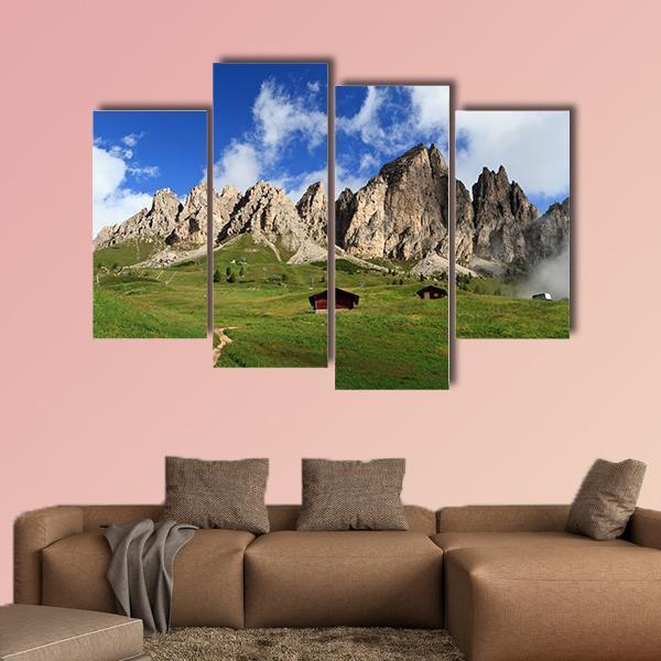 Summer Landscape Of Cir Group From Gardena Pass Canvas Wall Art-4 Pop-Gallery Wrap-50" x 32"-Tiaracle