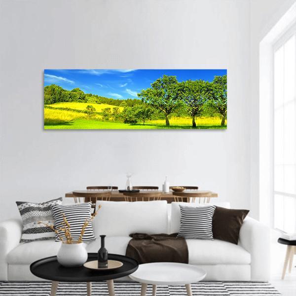 Landscape In Summer Panoramic Canvas Wall Art-1 Piece-36" x 12"-Tiaracle