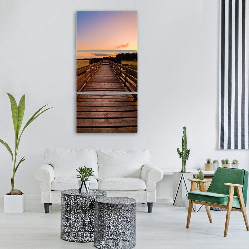 Summer Morning Landscape Vertical Canvas Wall Art-3 Vertical-Gallery Wrap-12" x 25"-Tiaracle