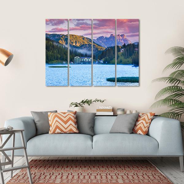Summer Morning On The Lake Misurina Canvas Wall Art-4 Horizontal-Gallery Wrap-34" x 24"-Tiaracle