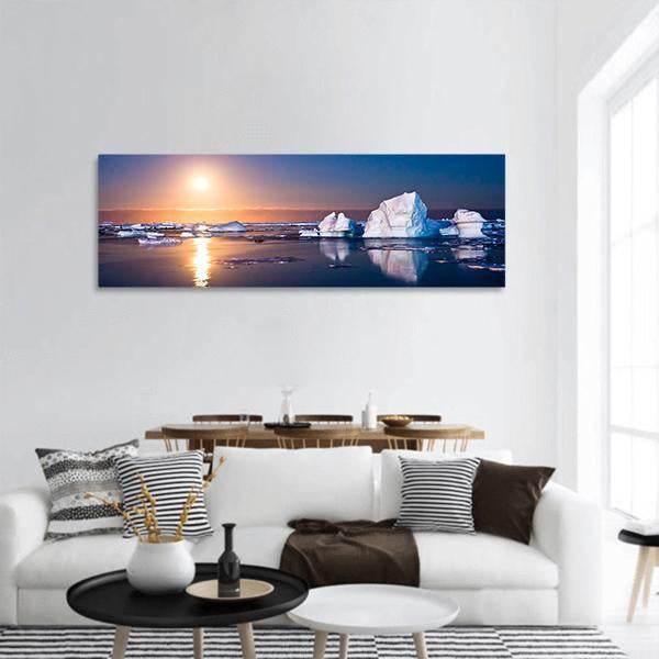 Summer Night In Antarctica Panoramic Canvas Wall Art-1 Piece-36" x 12"-Tiaracle