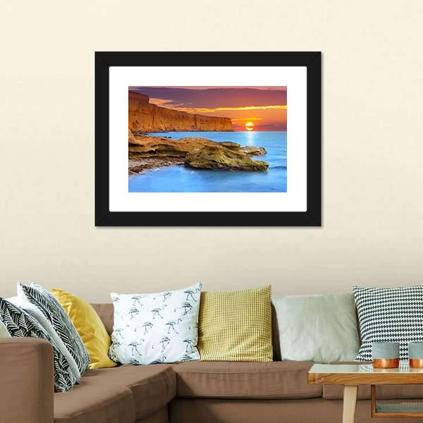 Summer Seascape Sunrise Canvas Wall Art-1 Piece-Framed Print-20" x 16"-Tiaracle