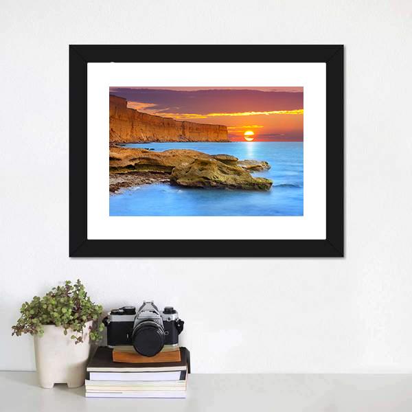 Summer Seascape Sunrise Canvas Wall Art-5 Horizontal-Gallery Wrap-22" x 12"-Tiaracle