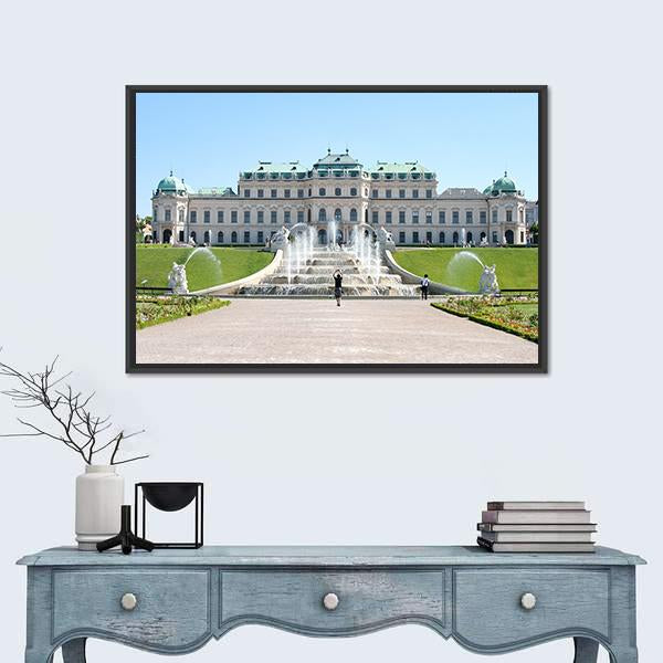Summer Shot Of Belvedere Castle In Vienna Canvas Wall Art-1 Piece-Floating Frame-24" x 16"-Tiaracle