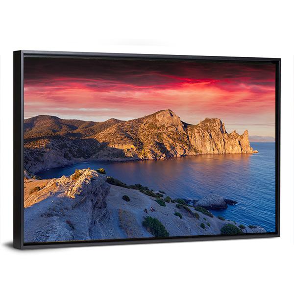 Summer Sunrise On Sea Canvas Wall Art-5 Horizontal-Gallery Wrap-22" x 12"-Tiaracle