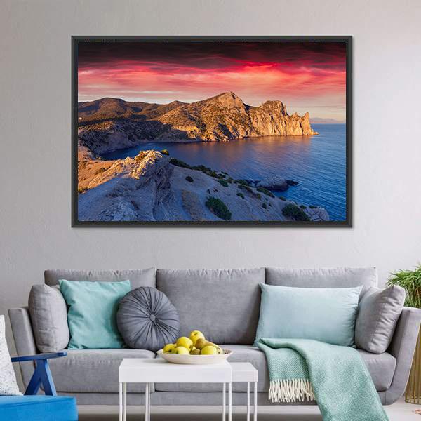 Summer Sunrise On Sea Panoramic Canvas Wall Art-1 Piece-36" x 12"-Tiaracle