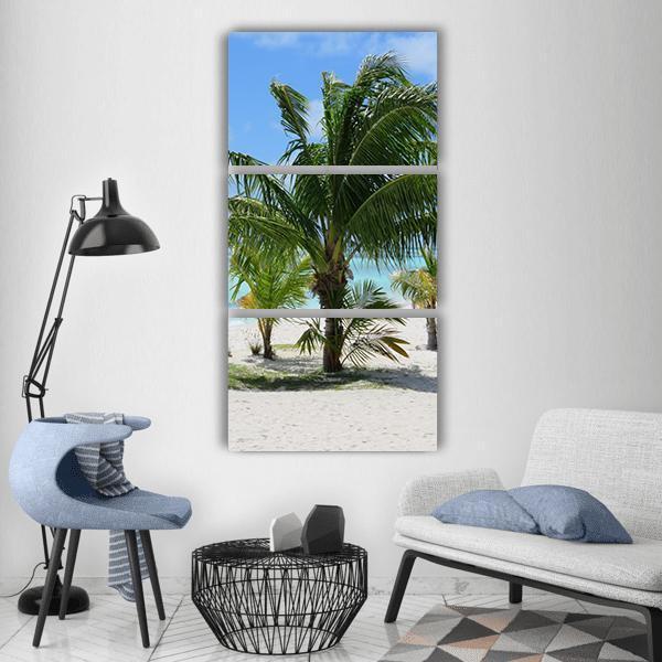 Summer Vacations On Maldives Beach Vertical Canvas Wall Art-3 Vertical-Gallery Wrap-12" x 25"-Tiaracle
