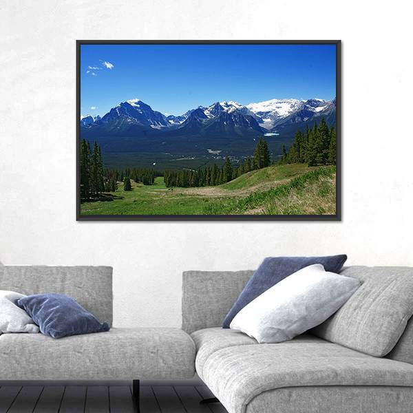 Summer View In Banff Canada Panoramic Canvas Wall Art-1 Piece-36" x 12"-Tiaracle