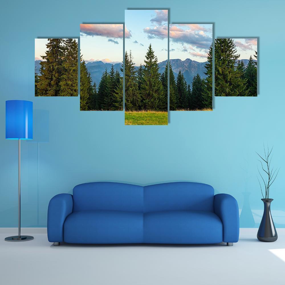 Summer View Of Tatra Mountains Canvas Wall Art-5 Star-Gallery Wrap-62" x 32"-Tiaracle