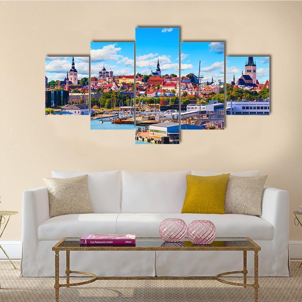 Old Town & Sea Port Canvas Wall Art-5 Star-Gallery Wrap-62" x 32"-Tiaracle