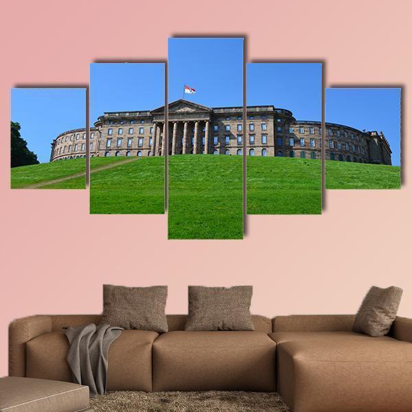 Summer View Of Wilhelmshoehe Castle Park Canvas Wall Art-5 Star-Gallery Wrap-62" x 32"-Tiaracle