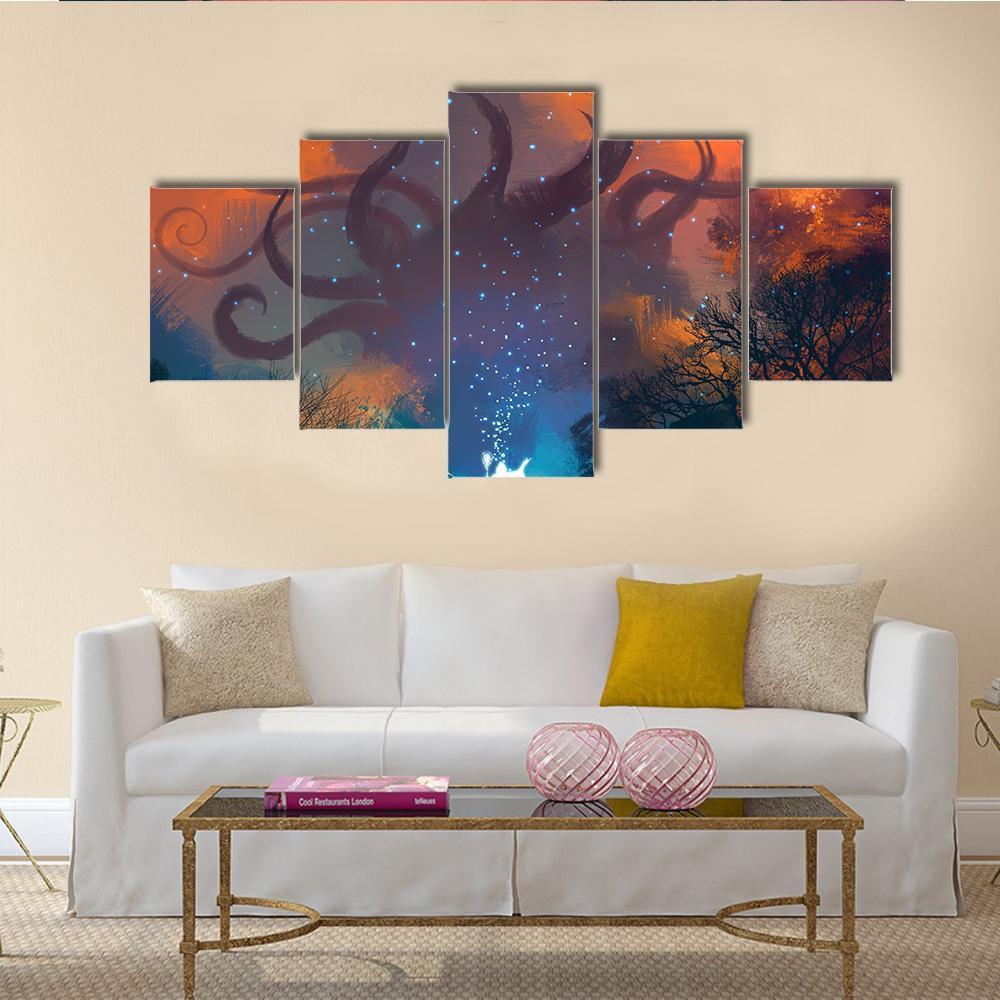 Summoning Ghostly Demon Canvas Wall Art-5 Star-Gallery Wrap-62" x 32"-Tiaracle